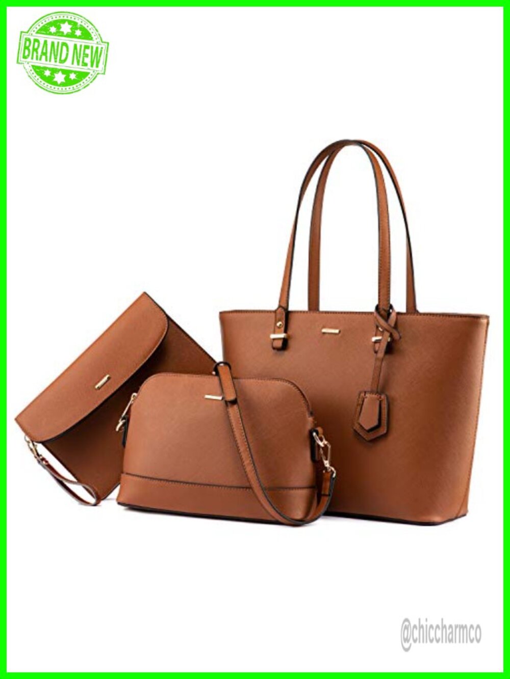 Synthetic Leather 3pc Purse Set Hobo Satchel Shoulder Bag Tote Clutch